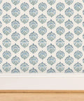 Sick Periwinkle Matte Wallpaper With Subtle Linen Texture featuring floral design, suitable for kitchens and bathrooms.