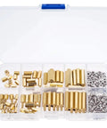 M2.5 Hex Brass Spacer Standoff Kit With Male And Female Spacers Nuts And Screws Brass Hardware Assortment 180 Pieces For Micro Electronics DIY Projects RC Robotics And 3D Printer Builds in organizer case
