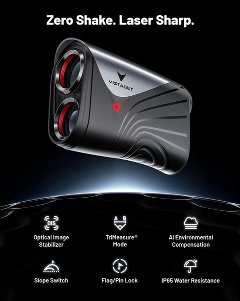 Golvia Ultra Range Finder With Optical Image Stabilization And Tournament Legal Slope Switch on black background