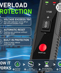 Heavy Duty V100 Auto Voltage Tester Pro For Cars And Trucks To Check Circuits Continuity Ground Polarity Plus One Way Overload Safe Power Probe Tool with overload protection and LED.