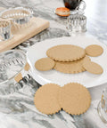 POMINEE stainless steel fluted round cookie cutter set (2-3.5 in) with scalloped edges, shown with cookies.