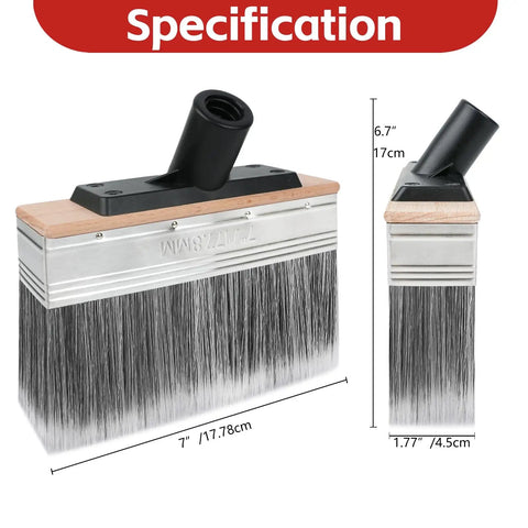 Dimensions of 7 Inch Deck Stain Brush For Outdoor Wood Projects With Wide Coverage Pro Grade Ferrule and brown handle