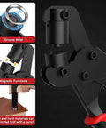 3/8-Inch Grommet Kit With Handheld Eyelet Pliers showing magnetic function and groove mold close-up