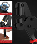 All In One Grommet Kit With 3/8 Inch Eyelets And Handheld Pliers 500 Pcs including close-up of tool features and uses