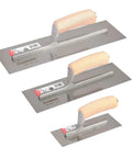 Carbon Steel Drywall Trowel Set With Lightweight Wood Handles Includes 14x4, 12x4, 8x3 Inch Masonry Plastering Trowels