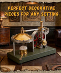 Hands On Steam Engine Kit For Makers Retro Vertical Metal Engine With Spherical Boiler displayed on wooden surface