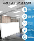 Diagram of 24 Pack 2x4 LED Flat Panel Light For Drop Ceiling With 0-10V Dimmable And Selectable 3500K/4000K/5000K, 30W/40W/50W.