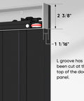 Close-up of Concealed Sliding Barn Door With Slick Soft Close Hardware Kit Black Hidden Door For Interior Use