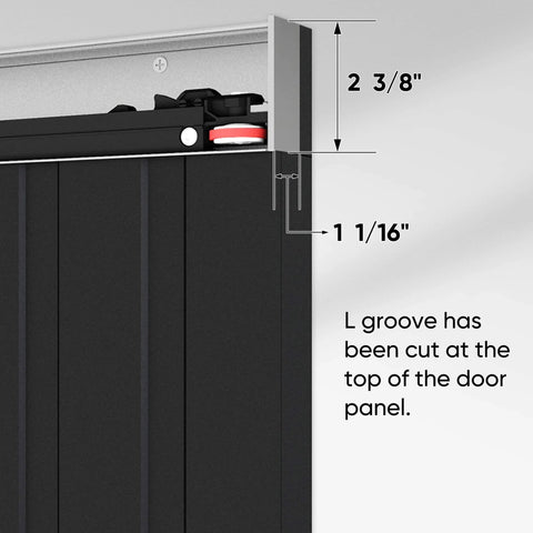 Close-up of Concealed Sliding Barn Door With Slick Soft Close Hardware Kit Black Hidden Door For Interior Use