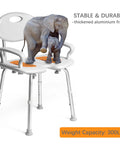 Heavy Duty Shower Chair With Arms And Back For Inside Shower Stall, Extra Wide 28 Inch U Shaped Seat, Aluminum Frame