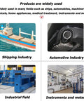 Image showing various industries: shipping vessel, automotive exhaust, industrial machinery, and instrumentation setups.