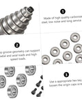 Diagram of Top Mounted Bearing Guide Kit For Router Bits With Replacement Bearings Screws And Wrench Woodworking Accessory
