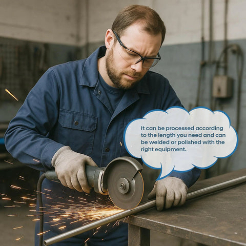 Worker cutting 304 Stainless Steel Coil Tubing 3/8 Inch OD By 25 Foot Length For Industrial Machinery And DIY Projects