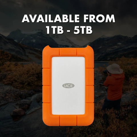 Rugged 5TB Portable External Hard Drive USB Three Point Zero And USB Two Point Zero Compatible in orange casing