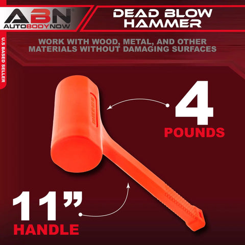 Dead Blow Hammer 4 Lb Mallet With Non Marring Rubber Coating For Wood And Metal Heavy Duty Build Orange Grip Scratch Free Image