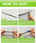Instruction for 4 Piece Golf Club Extensions Steel Shaft Length Adjustment Kit For Irons And Putters Versatile Replacement And Repair Set With 0.59 Inch Outer Diameter Silver Finish Perfect Fit For Custom Lengths And Better On Course Feel, showing steps of cutting, applying adhesive, and securing the grip on the shaft.