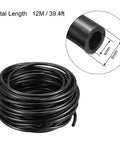 Durable Polyurethane Air Tubing 6mm OD 4mm ID 12 Meters Black Pneumatic Hose For Air Compressors Flexible And Kink Resistant PU Tubing For DIY And Pro Use Real Deal Workhorse, shown coiled with a cross-section view.