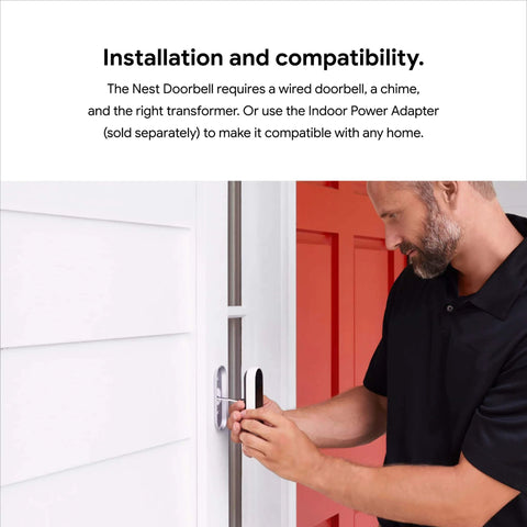 Man installing Wired Video Doorbell Cam With Always On Streaming HDR Video Night Vision And Two Way Talk For Your Front Door