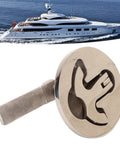 Beefy Stainless Steel Boat Hatch Latch Flush Pull With Large Ring Handle 61x57mm Marine Yacht Hardware next to a yacht