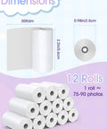 12 Roll Kids Camera Paper Roll Refills Two Point Two Inch By 20 Foot Thermal Paper For Instant Print Cameras and Mini Sticker Printers