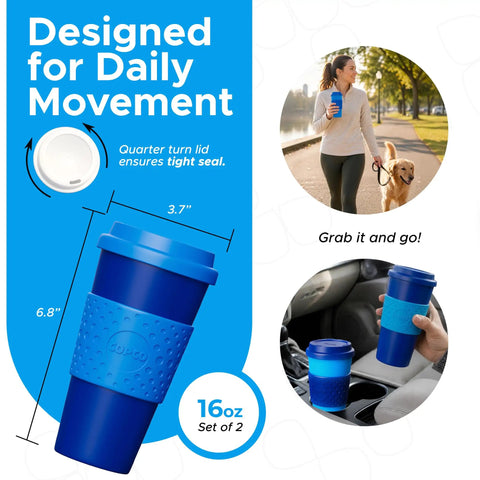 Next Level Insulated 16 Oz Travel Mugs Set Of 2 With Spill Resistant Lids showcasing tight seal and ergonomic design for daily use.