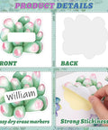80Pcs Back To School Succulent Name Tag Stickers Set with 8 Designs, showing front and back features with easy peel and stick application.