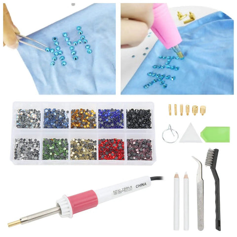 Fast Heat Hotfix Rhinestone Applicator Gear For DIY Crafts On Leather Clothes TShirts Wallets With Storage Bag Quick Heat Up In Minutes And Wide Application US Plug kit including rhinestone set and tools