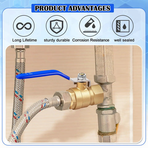 Two Pack Three Quarter Inch Brass Ball Valves With Female NPT To Male NPT Threads installed in pipeline