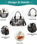 Design details of Desert Cowboy Insulated Lunch Bag For Women On The Go with front pocket, comfort handle, and removable strap