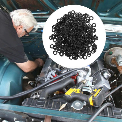 Spring Wave Washer Kit for Screws and Bolts Compression Style Steel Washers Assortment for Plumbing DIY Projects Durable Flexible Thrust Load Support and Easy Install, black wave washers in car engine bay