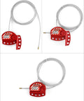 Lockout Tagout Safety Cable Lock, 4 Pack Adjustable Steel Wire Padlock, vinyl coated red safety lock with steel cable.