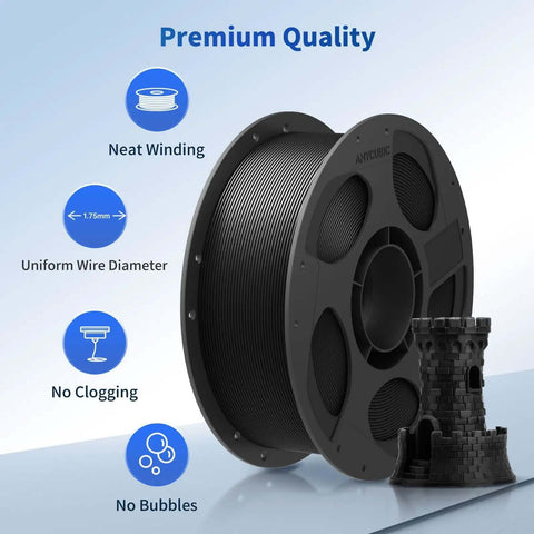 2Kg 1.75mm PLA Filament Bundle Two Black Spools Precise 0.02mm Tolerance Smooth Extrusion For Clean High Detail 3D Printing