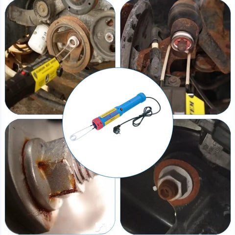Handheld Electromagnetic Induction Heater 1000W Flameless Bolt Nut Bearing Extractor with eight copper coils in workshop setting.