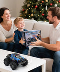 Child receiving Waterproof Monster Truck Gesture RC Car With 4WD Amphibious All Terrain Drive Dual Mode Remote Control Toy