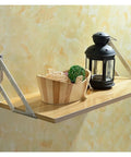 Heavy Duty Knockout Stainless Steel Corner Brackets 90 Degree L Shape Wall Shelf Bracket Set with wooden basket and lantern.