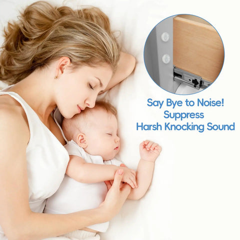 Round Silicone Cabinet Door Bumpers 192 Piece Pack Self Adhesive Furniture Pads Clear Anti Squeak Protectors For Drawers Doors And Cabinets Ultra Sticky Straight Forward Install with mother holding sleeping baby.