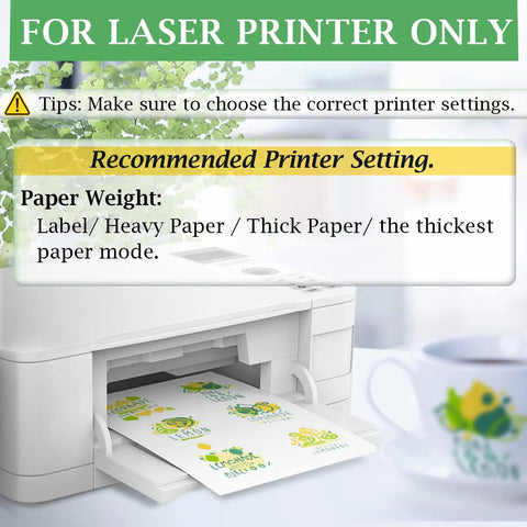 Clear Waterslide Decal Paper For Laser Printers, 8.5x11, 25 Sheets, printable instructions on printer setup for transfer paper