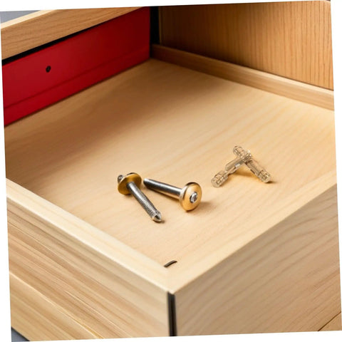 Brass Invisible Barrel Hinges For Jewelry Boxes, 25 Pack Concealed Cylinder Hinges on wooden surface, easy install