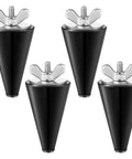 4 Pack Rubber Boat Drain Plugs With Stainless Steel Heads Fit Half Inch To One Inch Holes Long Tapered Stopper in black