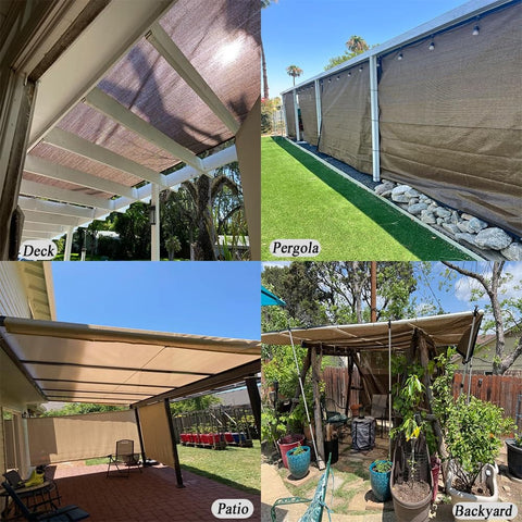 Mocha 12X20 Ft Sun Shade Cloth For Patio And Pergola Breathable Outdoor Shade Fabric With 90 Percent UV Block on deck, pergola, patio, and backyard