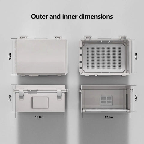 Tough As Nails Electrical Junction Box With Ventilated ABS Housing and Integrated Cable Grommets Weather Sealed IP65 dimensions overview.
