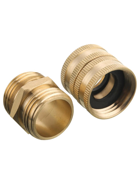 3/4 Inch Brass Garden Hose Adapters Set, 4 Pack With Double Male And Double Female Couplers, Includes Male to Male Converter