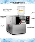Heavy Duty Electric Ice Shaver Machine Crushing Blocks For Fluffy Snowflake Ice With Smart Air Cooling Setup Made For Food Trucks Milk Tea Shops And Patio Hangouts 750W Heavy Hitter showing stainless steel structure and cooling fan.