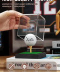 Clear Acrylic Golf Ball Display Case With Wood Base And Tee Dust Proof Memorabilia Stand For One Ball Black Finish Storage
