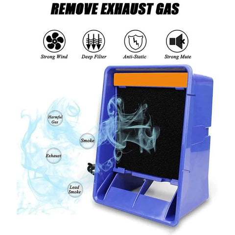 Desktop Soldering Fume Extractor With Heavy Duty Carbon Filter And Hella Powerful Suction For Quick Workshop Smoke Ventilation And Flux Odor Control No Sweat Setup Ever, showing filter and smoke.