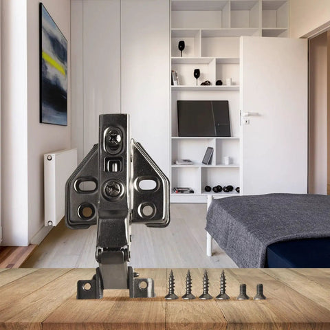 Silent Hydraulic Door Hinge With Integrated Oil For Bathroom Kitchen And Glass Cabinets, high strength cold rolled steel, front view