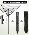 Heavy Duty Outdoor Umbrella Drying Rack With 360 Degree Rotating Drying Arms Height Adjustable Clothesline folded view