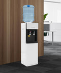 Standing Hot And Cold Water Cooler Dispenser With Top Loading On Demand 5 Gallon Bottle Compatible in office setting