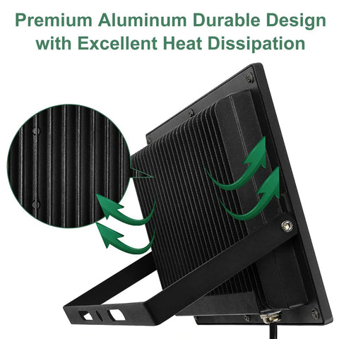 Back view of Powerful 30W Outdoor LED Flood Lights with aluminum casing for heat dissipation, IP66 waterproof design.