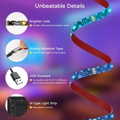 Led Backlight Kit For 60-65 Inch TVs, 15 Ft Behind Monitor Lights With 20 Color Modes, Bias Lighting feature details
